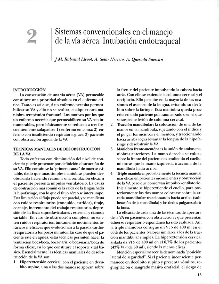 Procedimientos Técnicos en Urgencias, Medicina Crítica y Pacientes de Riesgo